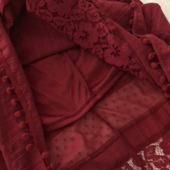 Lulus Red Boho Midi Dress with Pompom Trim - Picture 14 of 15